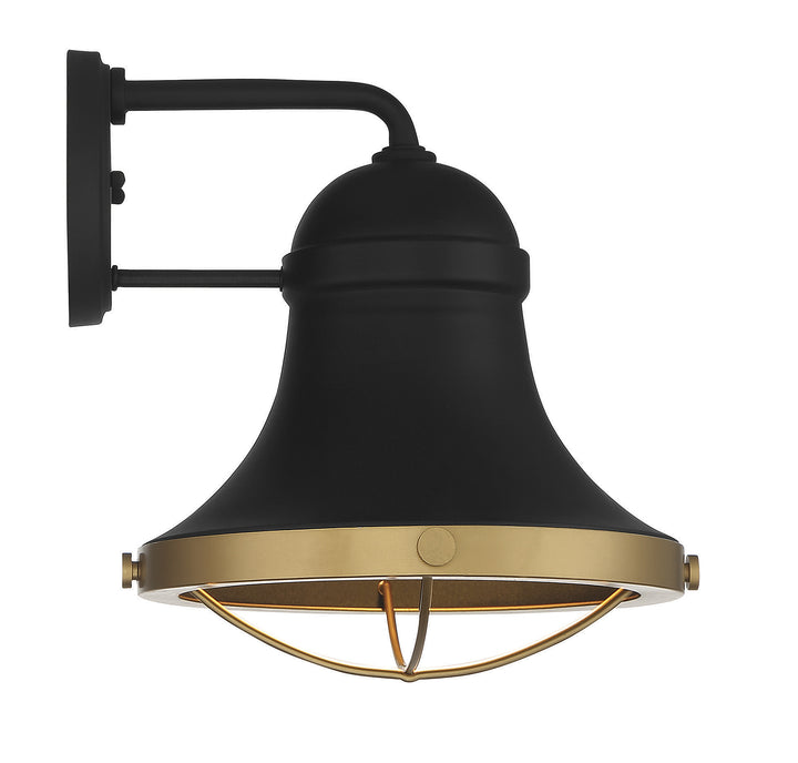Savoy House Belmont Outdoor Wall Lantern in Textured Black with Warm Brass Accents - Model 5-179-137