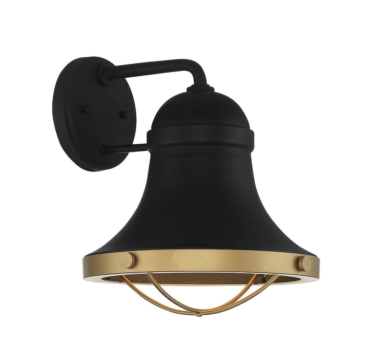 Savoy House Belmont Outdoor Wall Lantern in Textured Black with Warm Brass Accents - Model 5-179-137