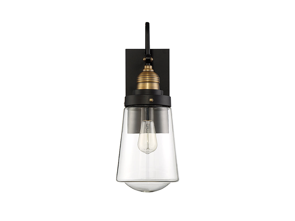Savoy House Macauley Outdoor Wall Lantern in Vintage Black with Warm Brass