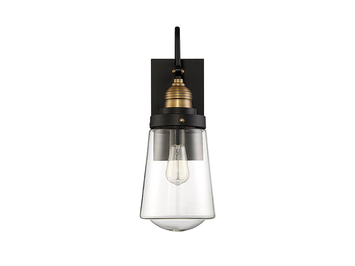 Savoy House Macauley Outdoor Wall Lantern in Vintage Black with Warm Brass