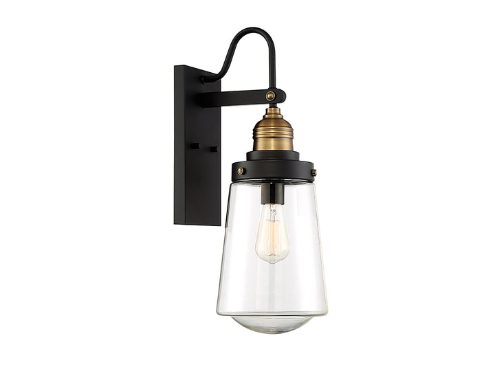Savoy House Macauley Outdoor Wall Lantern in Vintage Black with Warm Brass