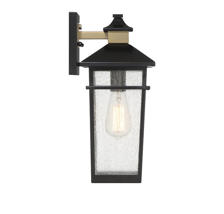 Savoy House Kingsley Outdoor Wall Lantern in Matte Black with Warm Brass