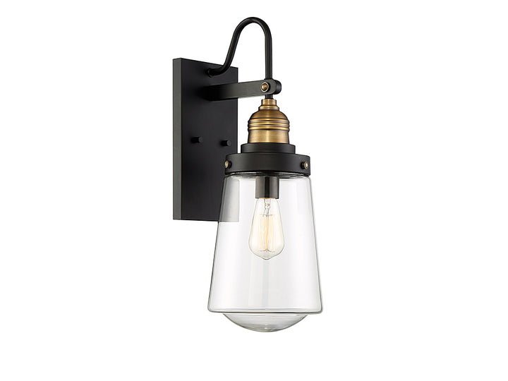 Savoy House Macauley Outdoor Wall Lantern in Vintage Black with Warm Brass