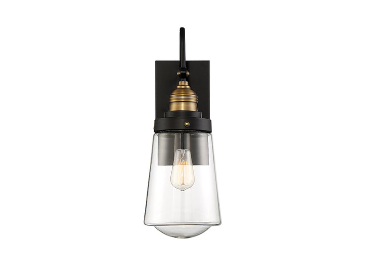Savoy House Macauley Outdoor Wall Lantern in Vintage Black with Warm Brass