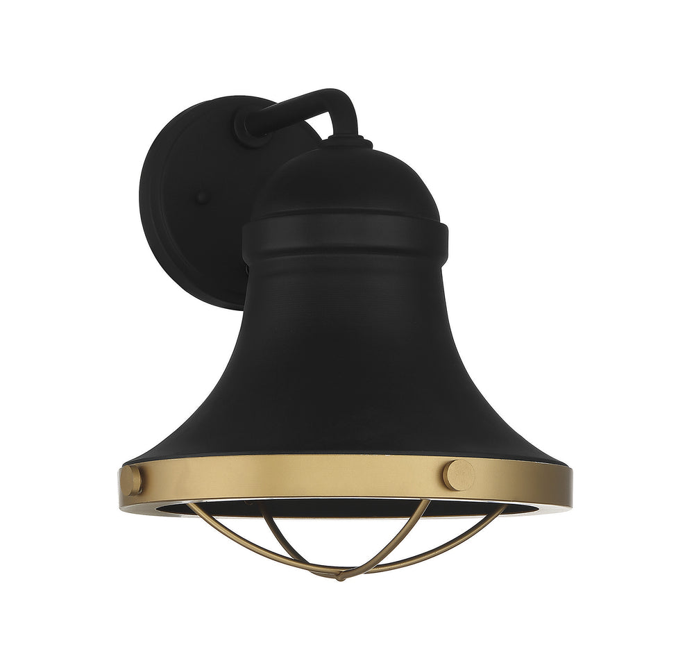 Savoy House Belmont Outdoor Wall Lantern in Textured Black with Warm Brass Accents - Model 5-179-137