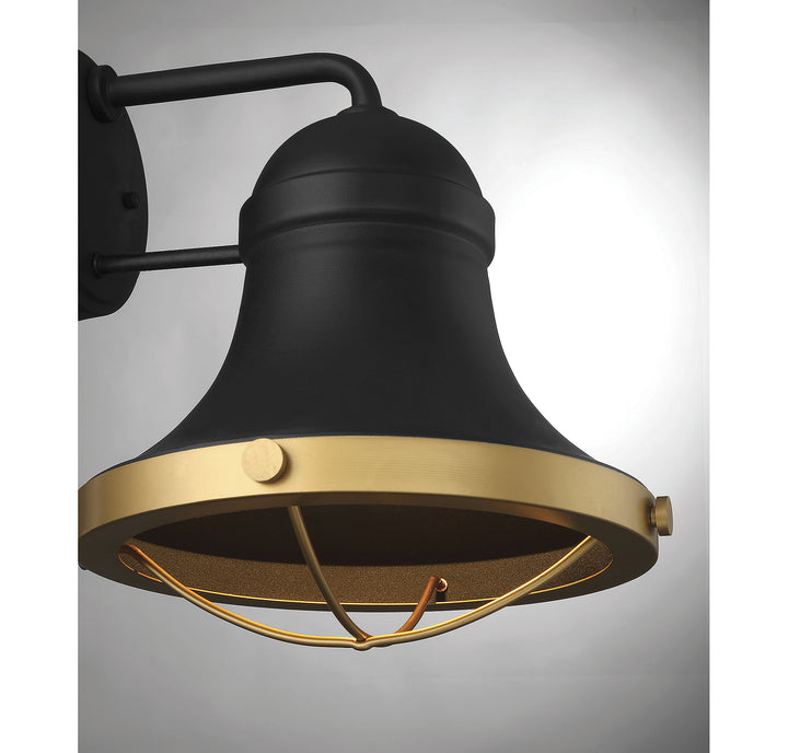 Savoy House Belmont Outdoor Wall Lantern in Textured Black with Warm Brass Accents - Model 5-179-137