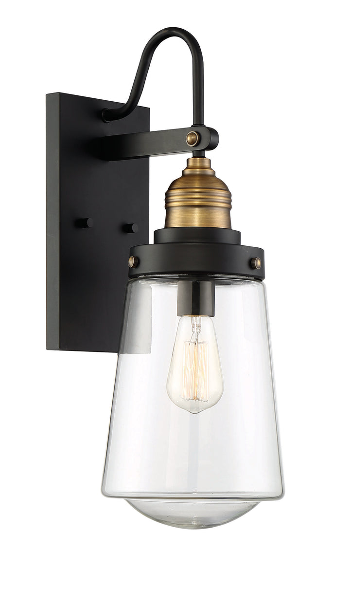 Savoy House Macauley Outdoor Wall Lantern in Vintage Black with Warm Brass