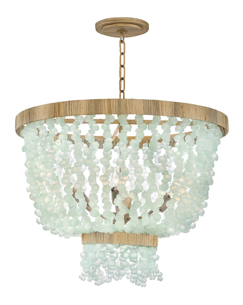 Hinkley Dune Chandelier Chandeliers Hinkley Burnished Gold with Blue Sea Glass 25.0x25.0x24.25