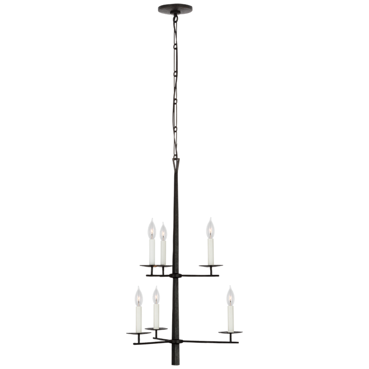 Visual Comfort & Co. Arnav Small  Two-Tier Entry  Chandelier Chandeliers Visual Comfort & Co. Aged Iron  