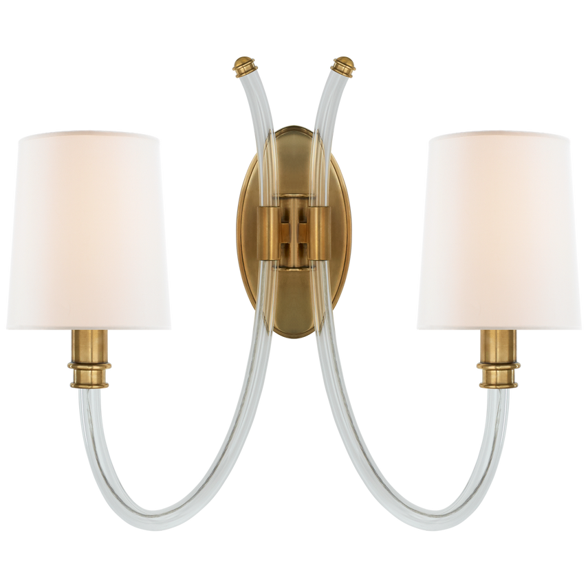 Visual Comfort & Co. Clarice Double Sconce Wall Sconces Visual Comfort & Co. Crystal with Antique Brass  