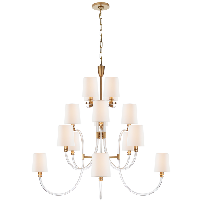 Visual Comfort & Co. Clarice Large Chandelier Chandeliers Visual Comfort & Co. Clear Acrylic with Antique Brass  