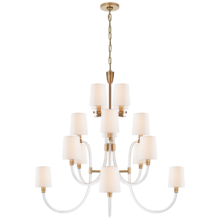 Visual Comfort & Co. Clarice Large Chandelier Chandeliers Visual Comfort & Co. Clear Acrylic with Antique Brass  