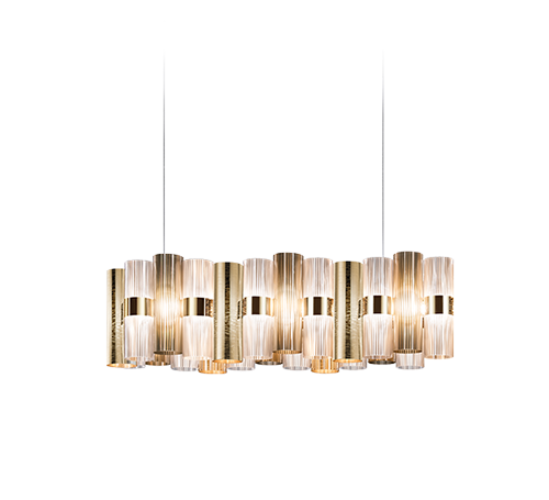 Slamp LA LOLLO SUSPENSION LINEAR Chandeliers Slamp GOLD 55,9 x 11 x h 11