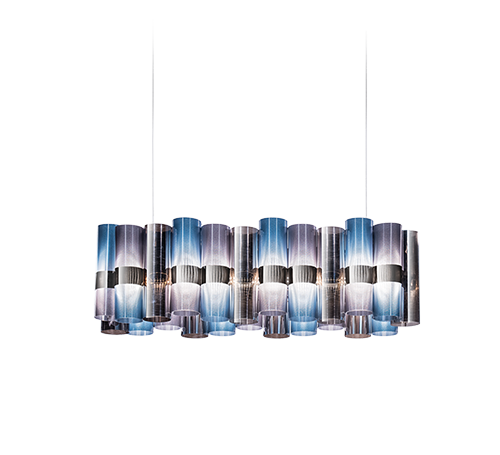 Slamp LA LOLLO SUSPENSION LINEAR Chandeliers Slamp PEWTER/BLUE/PURPLE 55,9 x 11 x h 11