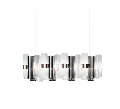 Slamp LA LOLLO SUSPENSION LINEAR Chandeliers Slamp PEWTER/WHITE 55,9 x 11 x h 11