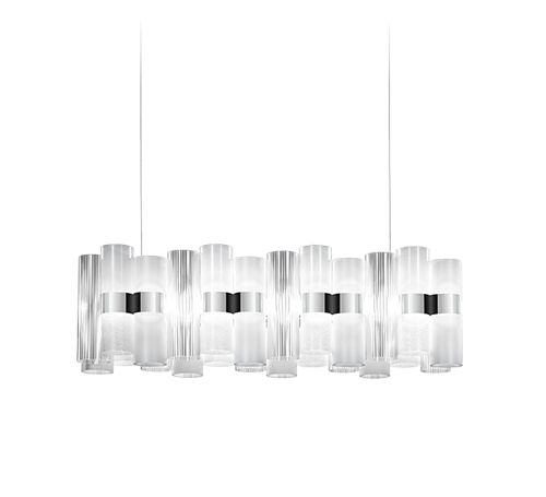 Slamp LA LOLLO SUSPENSION LINEAR Chandeliers Slamp WHITE/TRANSPARENT 55,9 x 11 x h 11