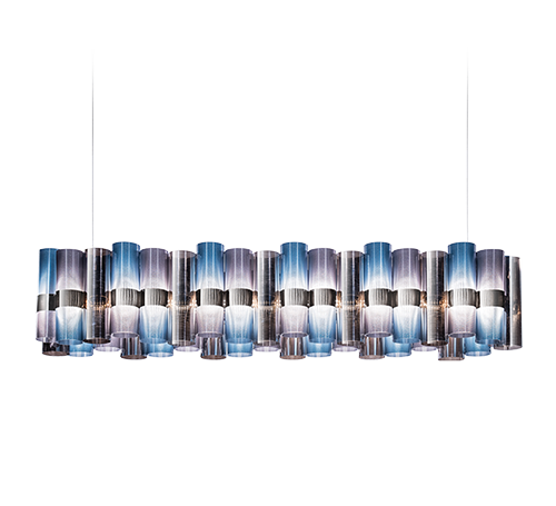 Slamp LA LOLLO SUSPENSION LINEAR Chandeliers Slamp PEWTER/BLUE/PURPLE 36,6 x 11 x h 11 