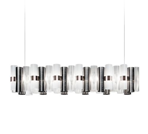 Slamp LA LOLLO SUSPENSION LINEAR Chandeliers Slamp PEWTER/WHITE 36,6 x 11 x h 11