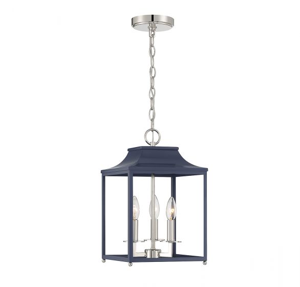 Meridian  Pendant Pendants Savoy House Navy Blue with Polished Nickel 3 