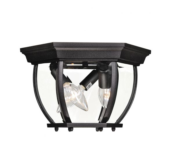 Savoy House Meridian  Outdoor | Flush Mount Outdoor l Flush Savoy House 9x9x7 Black Clear Beveled