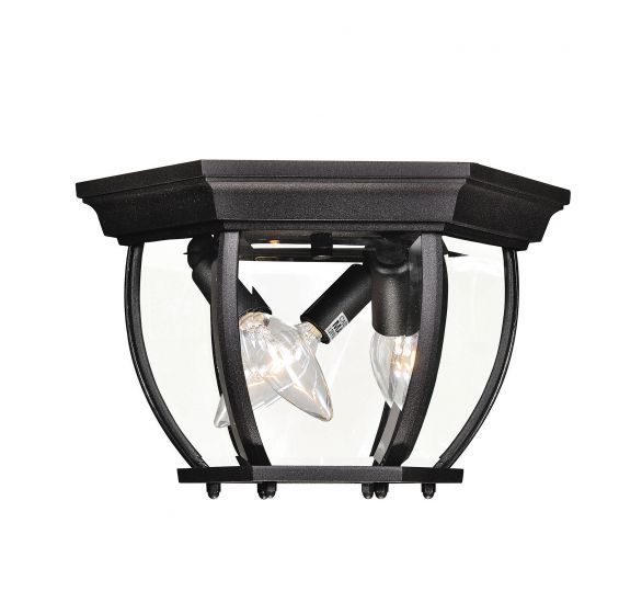 Savoy House Meridian  Outdoor | Flush Mount Outdoor Flush Mounts Savoy House 9x9x7 Black Clear Beveled