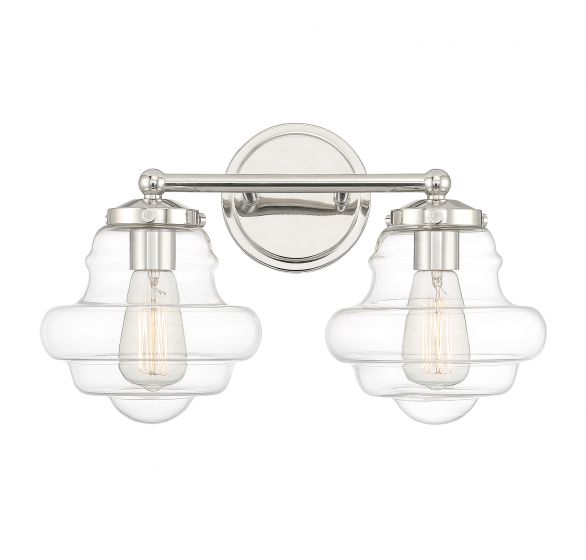 Savoy House Meridian  Bath Vanity Lights Savoy House 16.5x10 Chrome/Polished Nickel Clear Glass