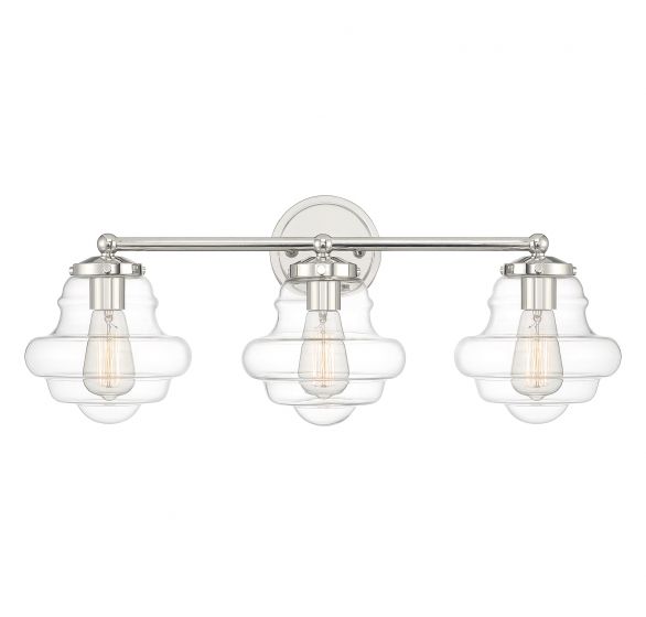 Savoy House Meridian  Bath Vanity Lights Savoy House 26x10 Chrome/Polished Nickel Clear Glass