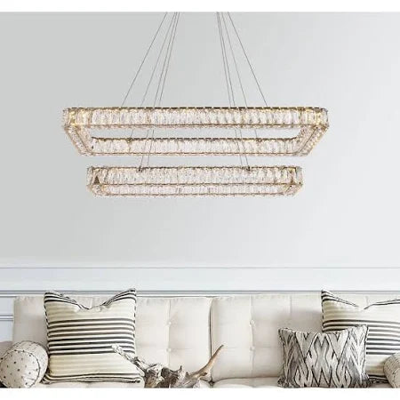 Elegant Lighting Monroe 42 inch LED Double Rectangle Pendant in Gold