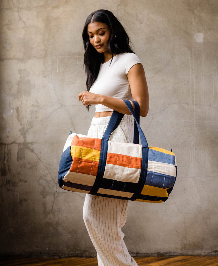 Anchal Multi-Check Canvas Duffle Bag | CWDB Travel Bags Anchal   