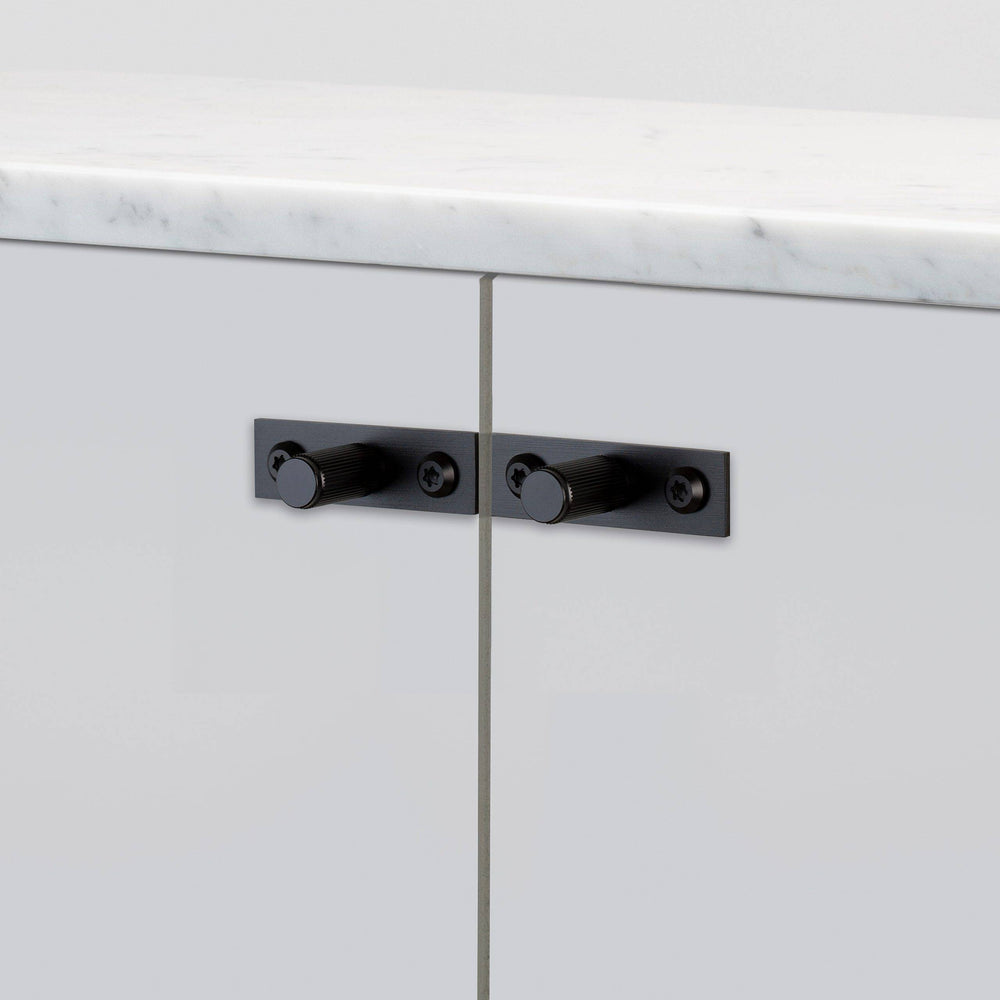 Buster + Punch Black Furniture Knob | Plate | Linear Knurl Design- Model UFK-024025