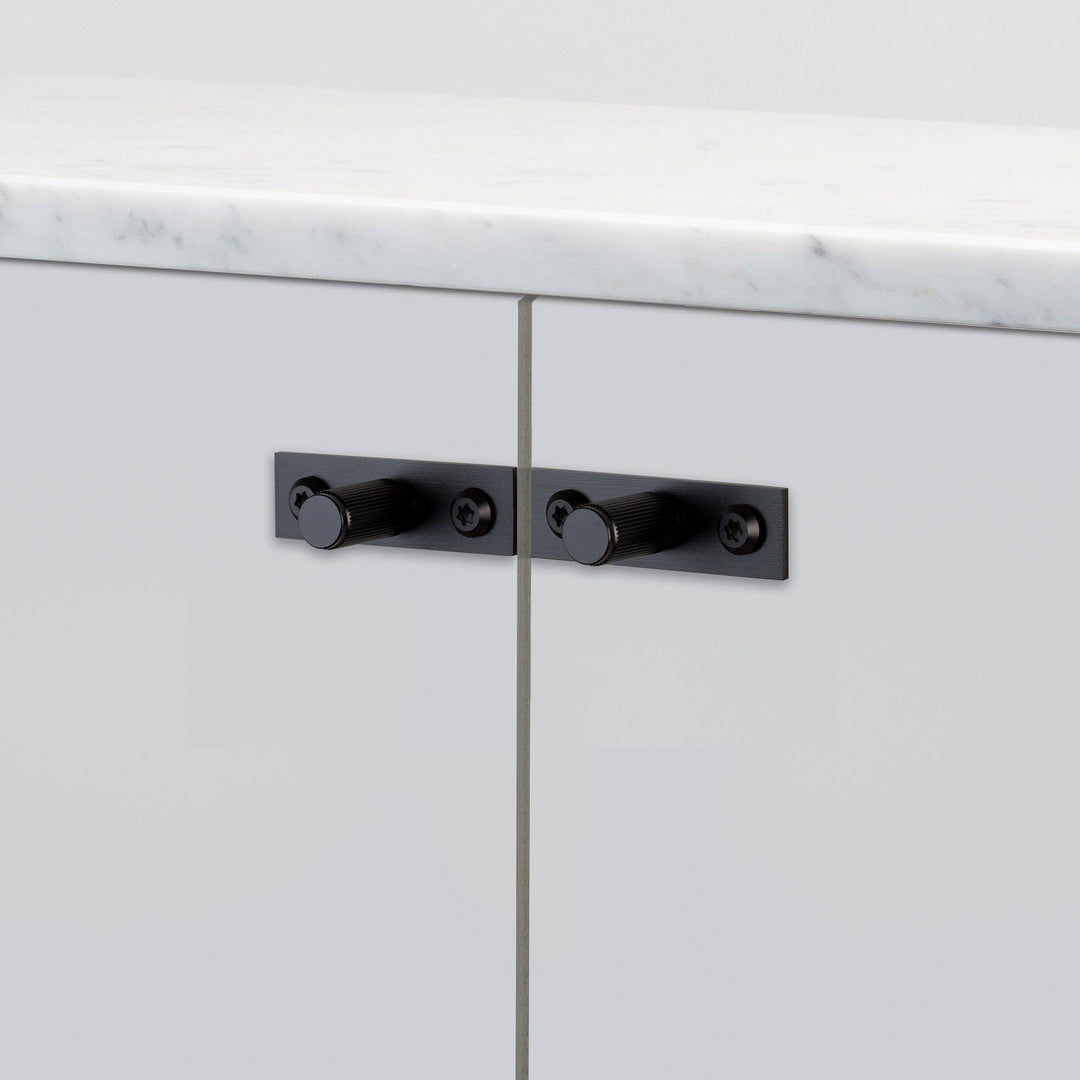 Buster + Punch Black Furniture Knob | Plate | Linear Knurl Design- Model UFK-024025