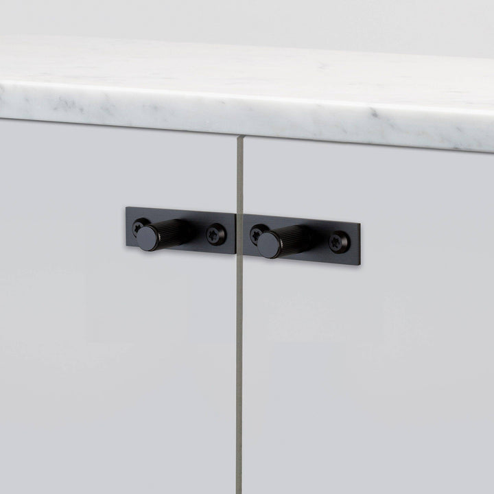 Buster + Punch Black Furniture Knob | Plate | Linear Knurl Design- Model UFK-024025