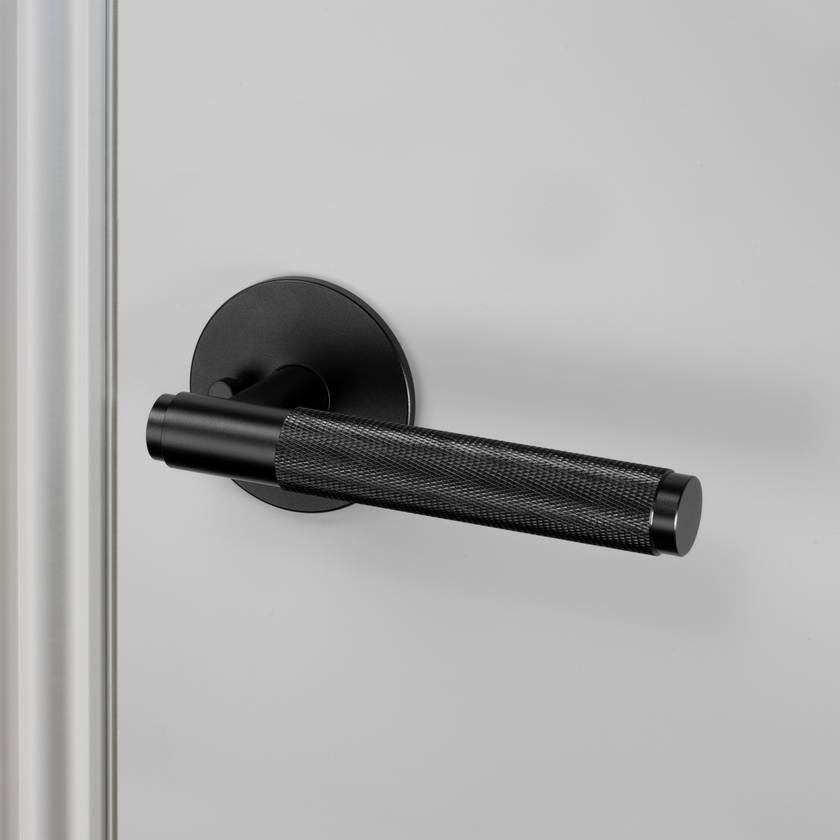 Buster + Punch Door Handle Set Privacy Cross Knurl Black