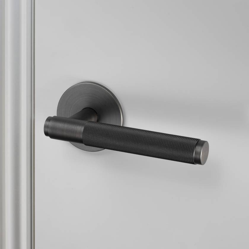 Buster + Punch Door Handle Set Passage Cross Knurl Smoked Bronze