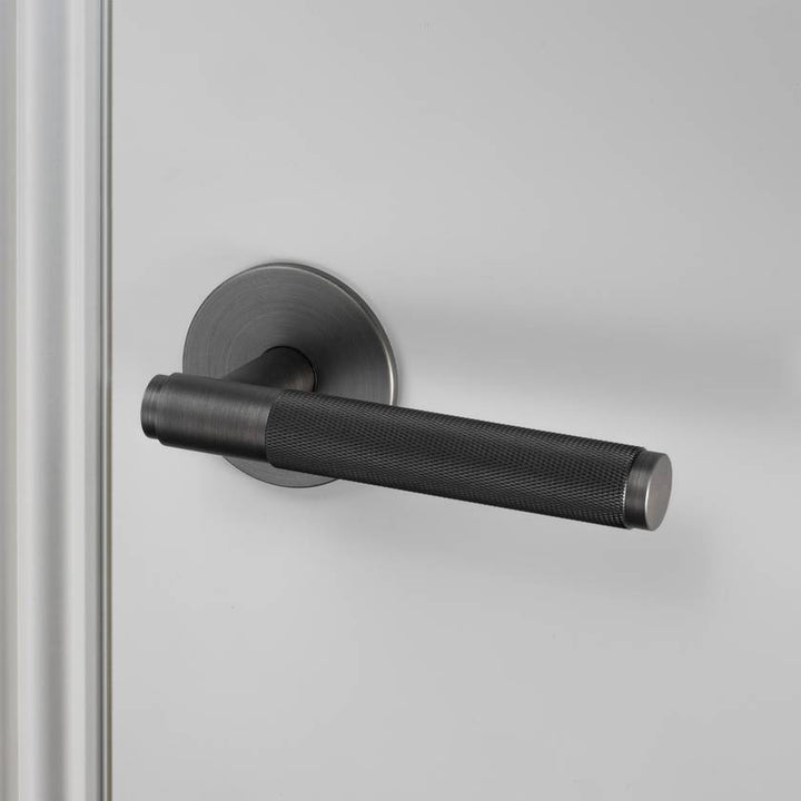 Buster + Punch Door Handle Set Passage Cross Knurl Smoked Bronze