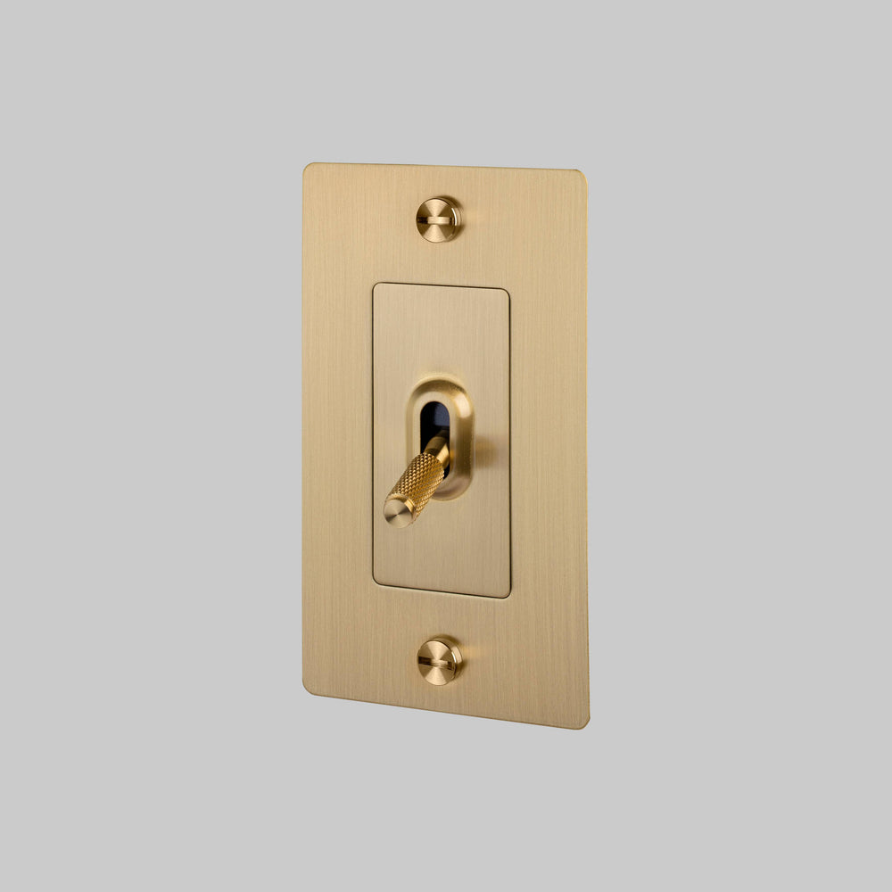Buster + Punch 1 Gang Toggle Switch Cross Knurl Without Logo Brass
