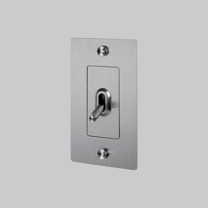Buster + Punch 1 Gang Toggle Switch Cross Knurl Without Logo Steel