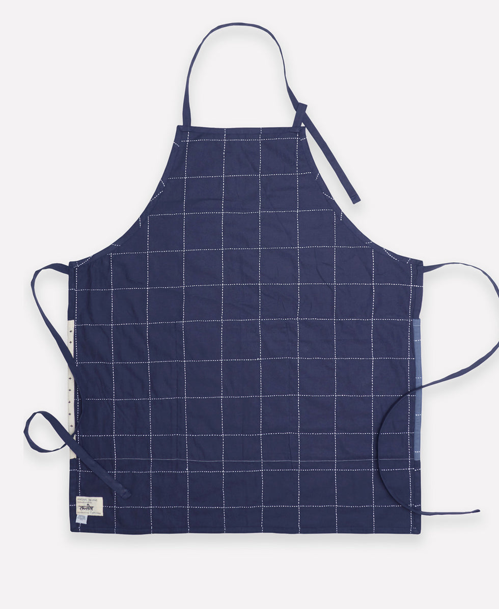 Anchal Organic Cotton Bib Apron - Navy APRN Kitchen Anchal   