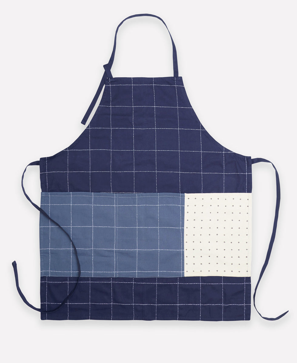 Anchal Organic Cotton Bib Apron - Navy APRN Kitchen Anchal   