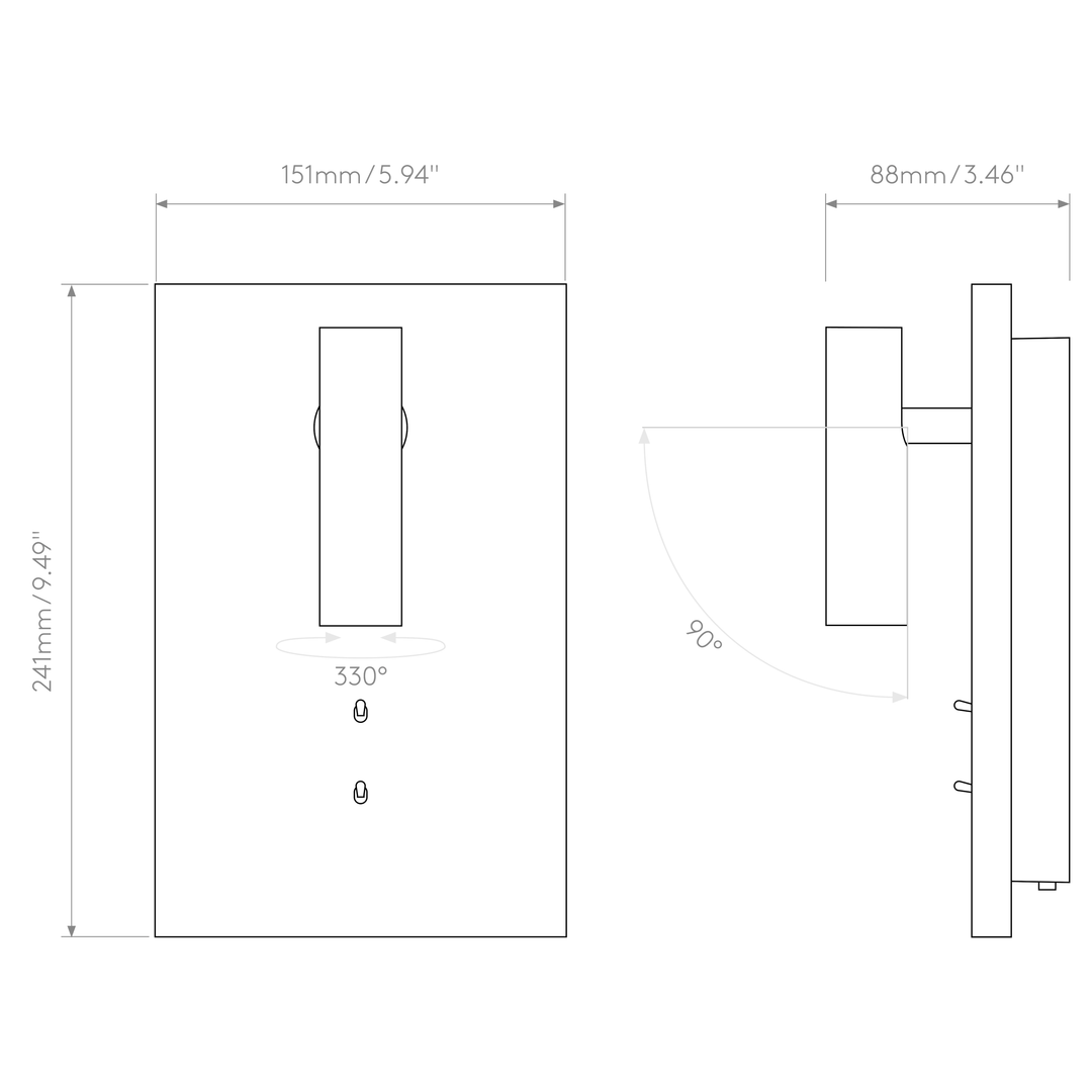 Astro Lighting Edge Reader Mini dimension diagram