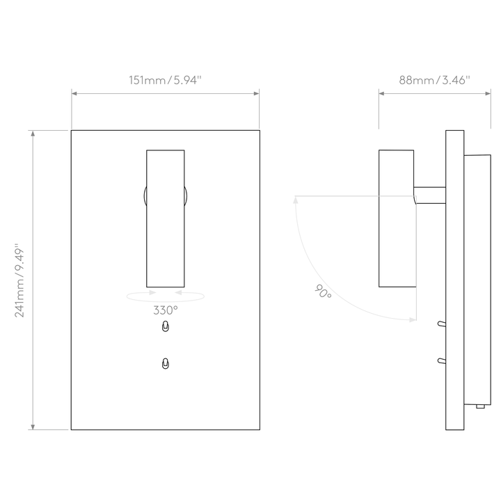 Astro Lighting Edge Reader Mini dimension diagram