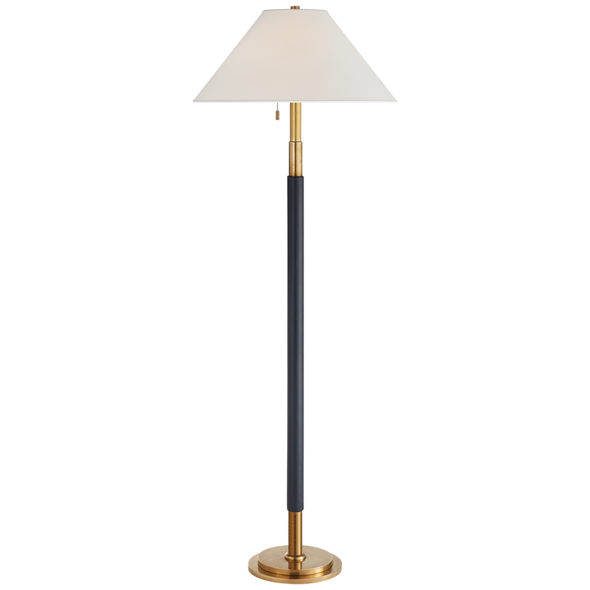 Visual Comfort & Co. Garner Floor Lamp Floor Lamps Visual Comfort & Co. Polished Nickel and Chocolate Leather  