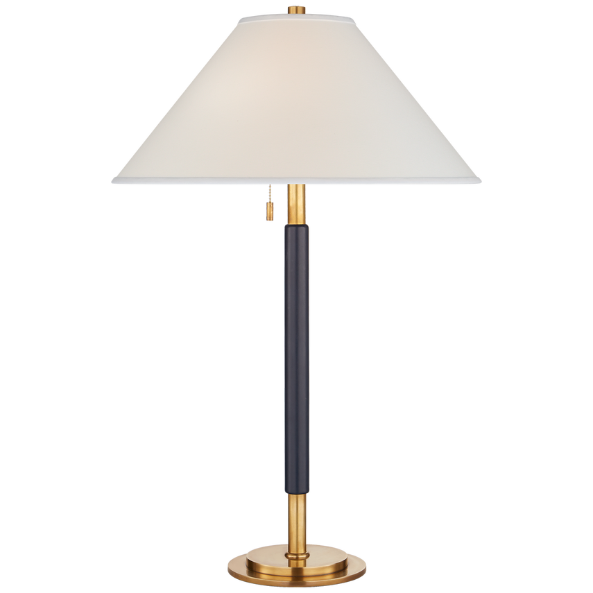 Visual Comfort & Co. Garner Table Lamp Table Lamps Visual Comfort & Co. Polished Nickel and Chocolate Leather  