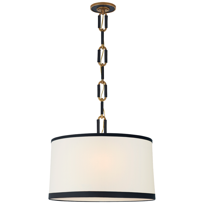 Visual Comfort & Co. Cody Medium Hanging Shade Chandeliers Visual Comfort & Co. Natural Brass with Navy Leather  