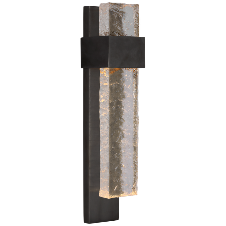 Visual Comfort & Co. Brock Medium Sconce Wall Sconces Visual Comfort & Co. Bronze and Clear Wavy Glass  