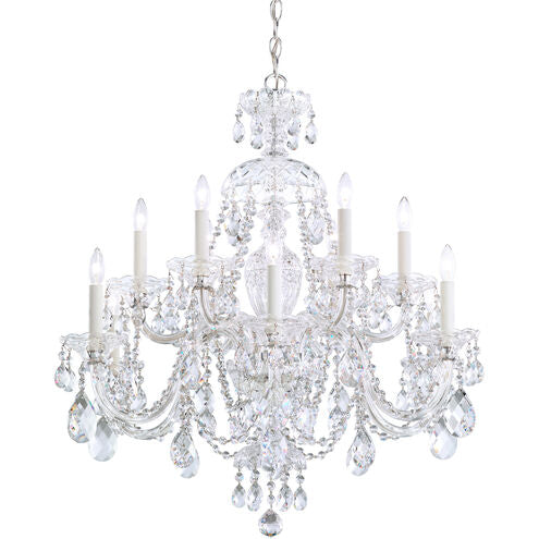 Schonbek Sterling 12 Light 29" Chandelier in Polished Silver with Heritage Handcut Crystal