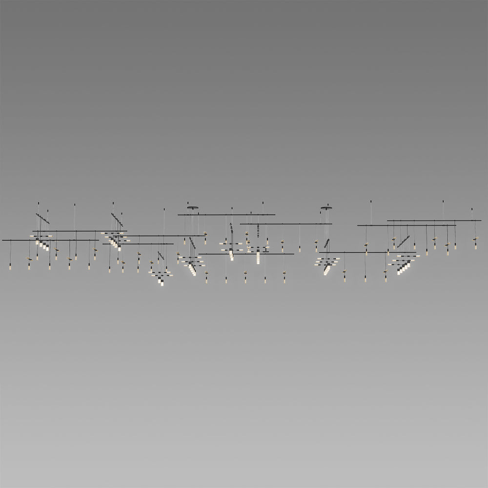 Sonneman Suspenders® 4-Tier Gallery Matrix with Etched Chiclet Luminaire Combo Pendants Sonneman   