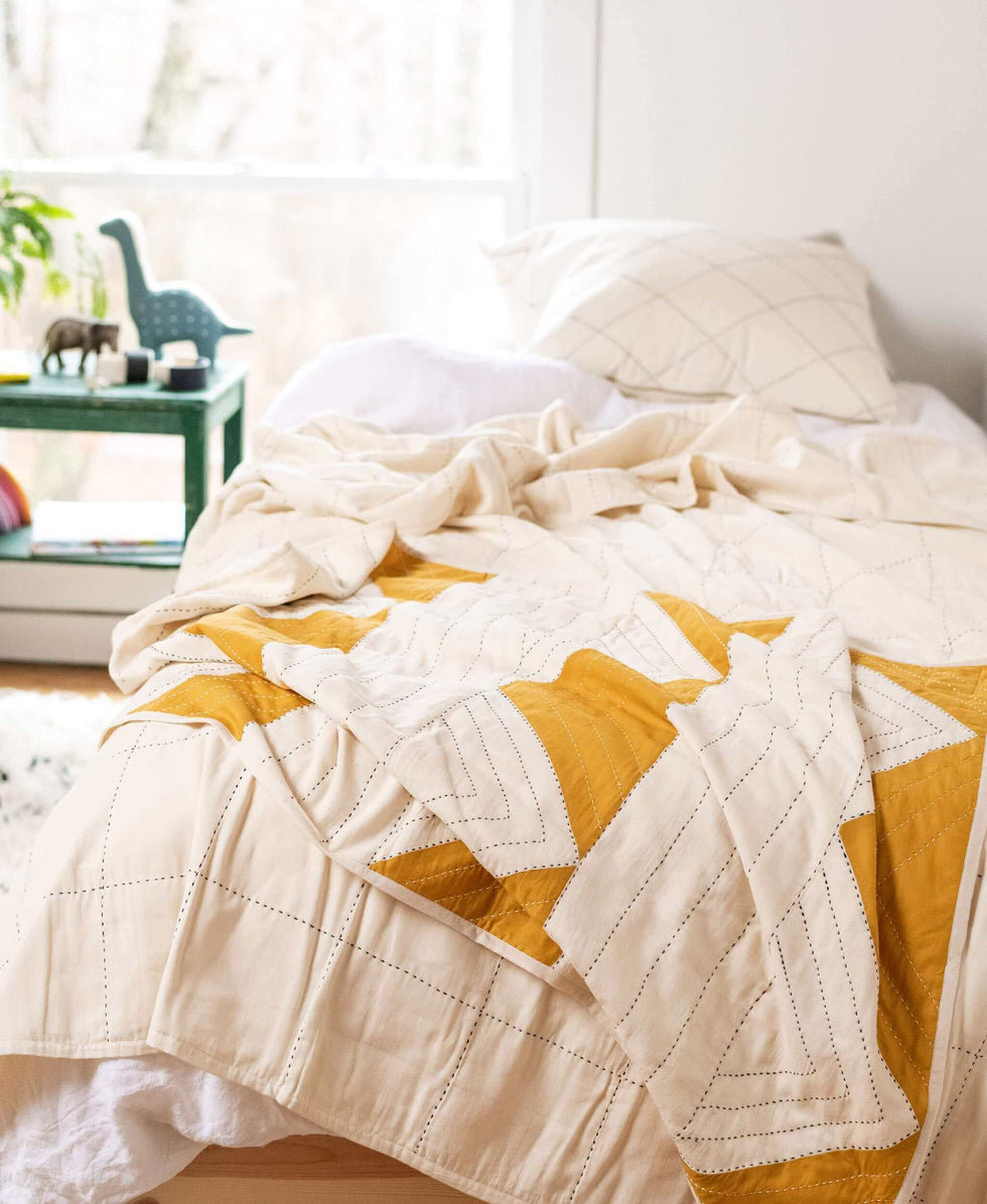 Anchal Triangle Baby Quilt | Mustard SBTM Bedding Anchal   