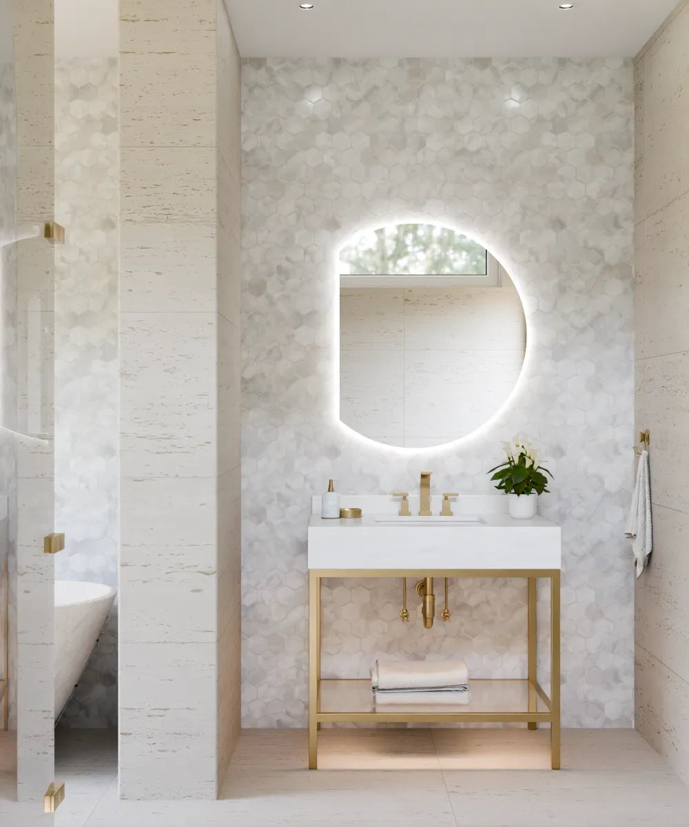 Electric Mirror Solis LED lighted mirror over Savannah vanity