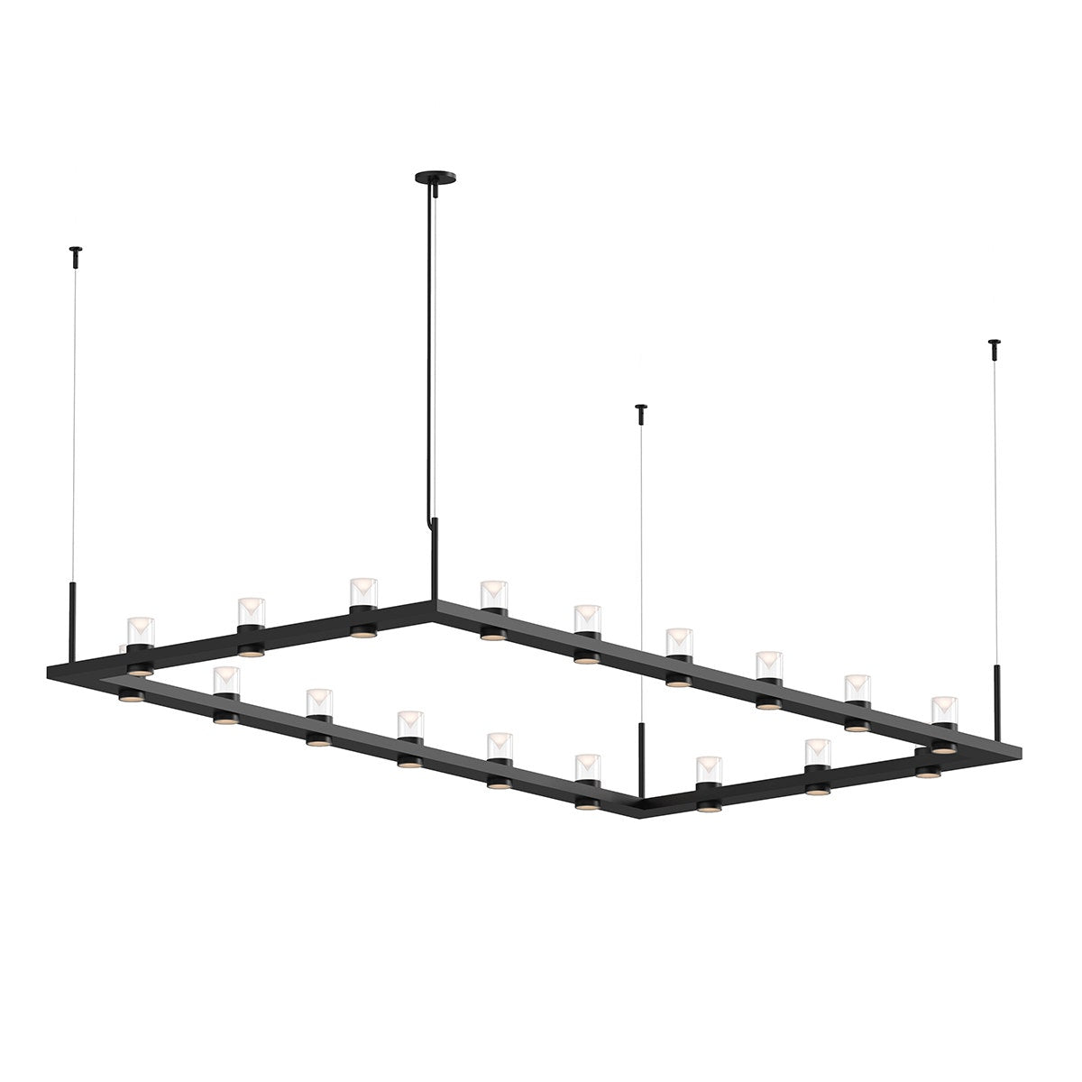 Sonneman Intervals® 4' x 8' Rectangle LED Pendant with Clear w/Cone Uplight Trim